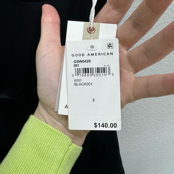 Good American One Piece Women's Size L Black Scuba Romper Swim New - Picture 3 of 4